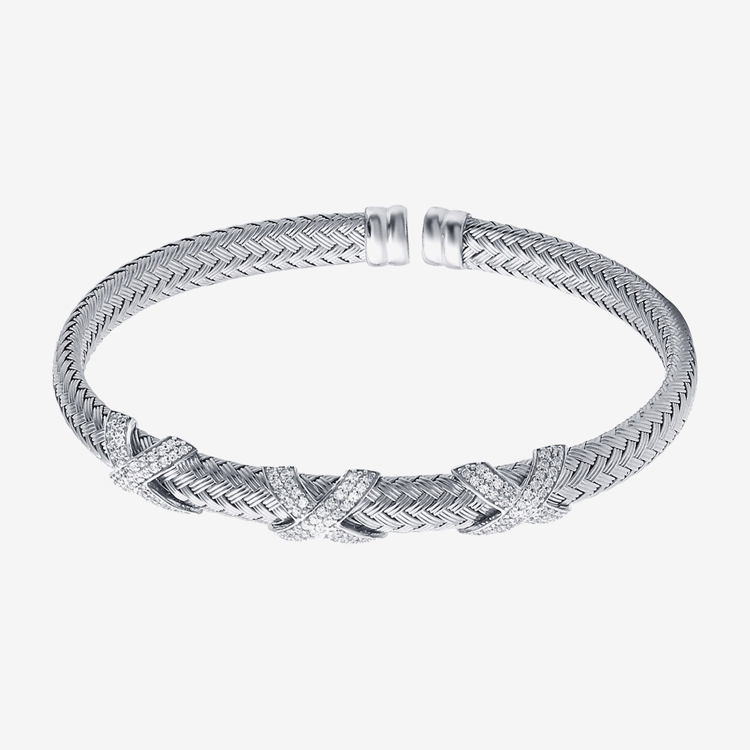 Paris 1901 By Charles Garnier Womens Cubic Zirconia Sterling Silver Cuff Bracelet