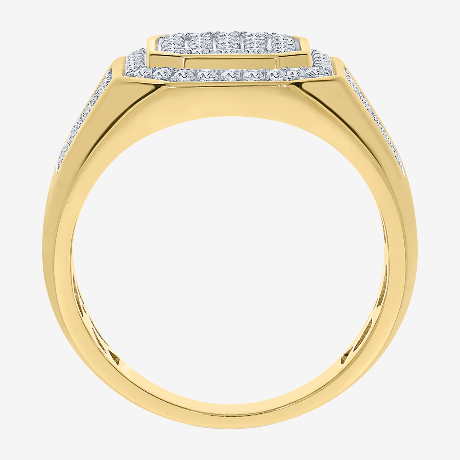 F / Si2) Mens 1/ CT. T.W. Lab Grown White Diamond 14K Gold Over Silver Fashion Ring