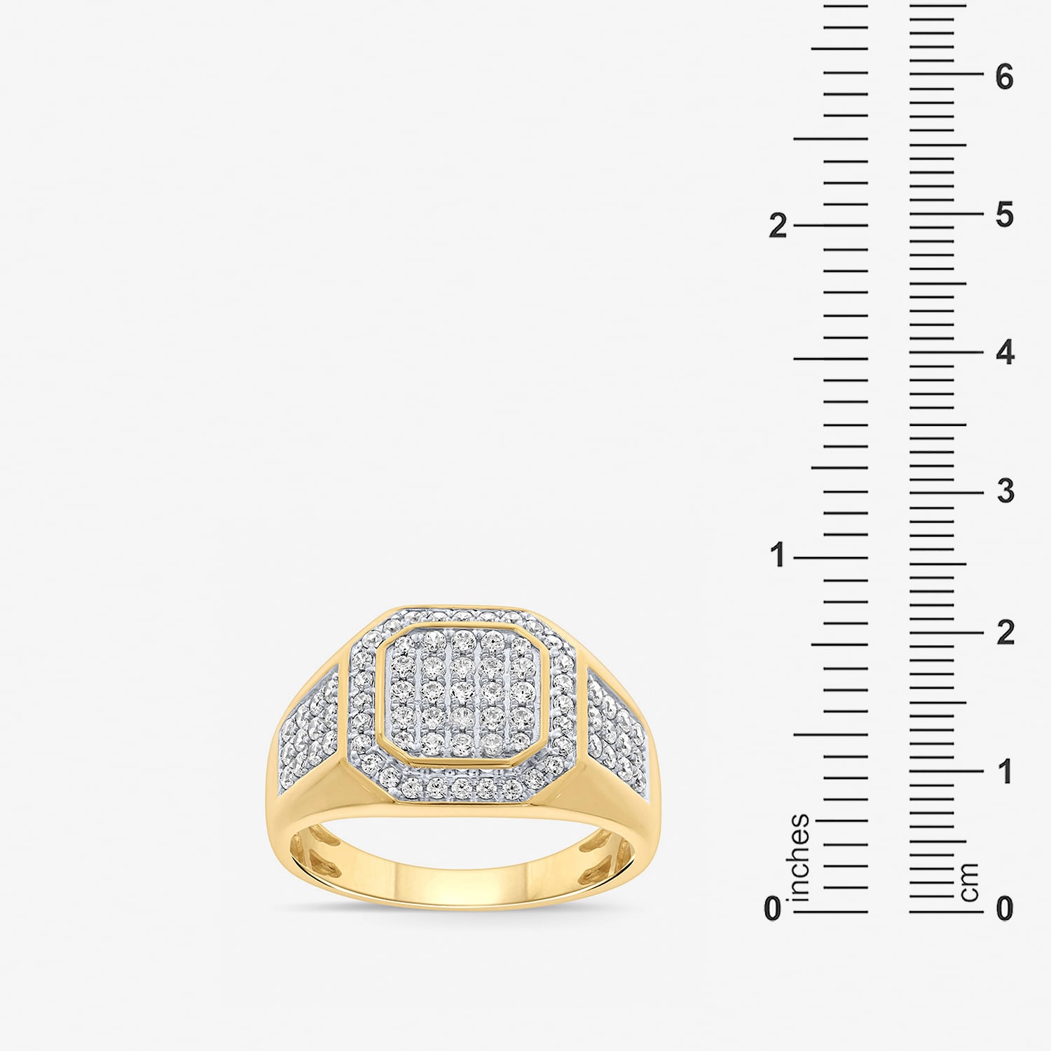 F / Si2) Mens 1/ CT. T.W. Lab Grown White Diamond 14K Gold Over Silver Fashion Ring