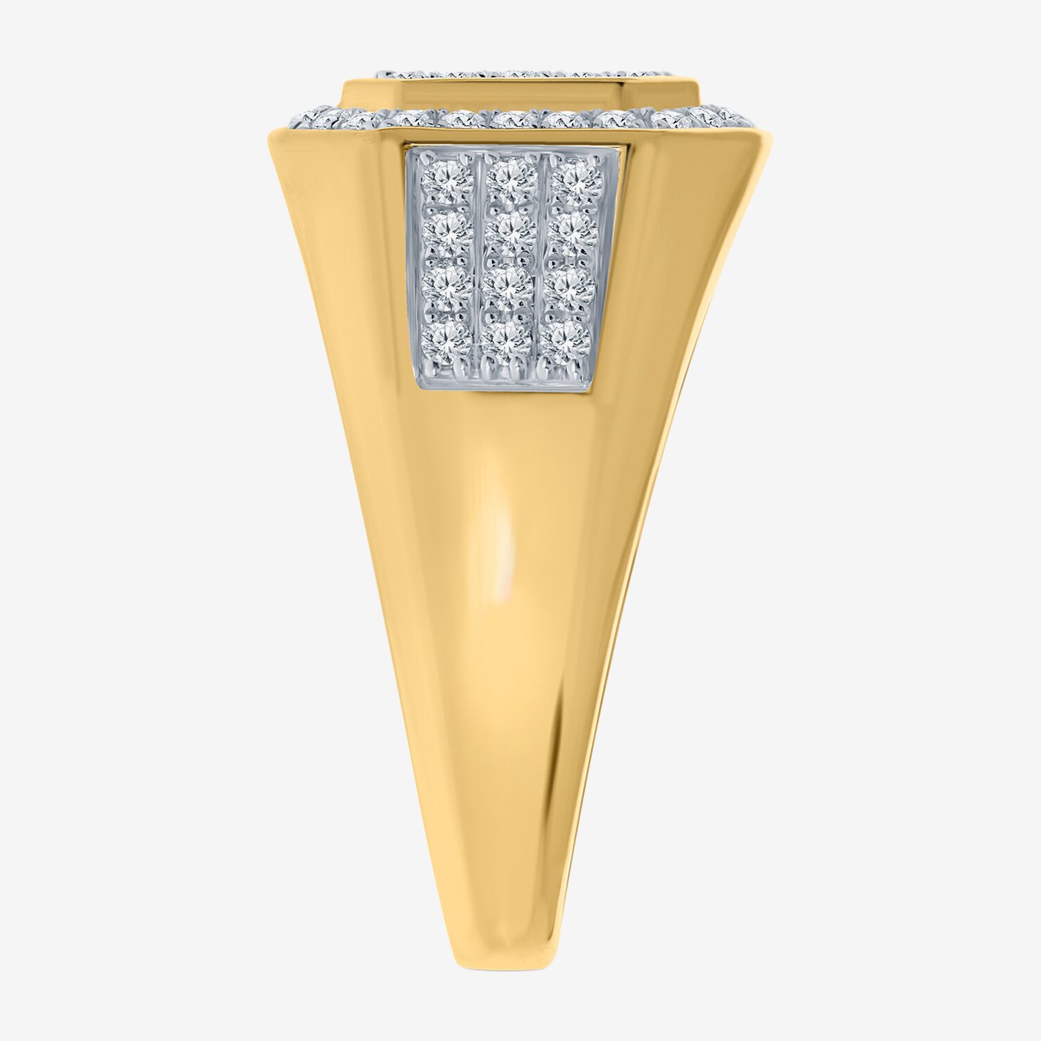 F / Si2) Mens 1/ CT. T.W. Lab Grown White Diamond 14K Gold Over Silver Fashion Ring
