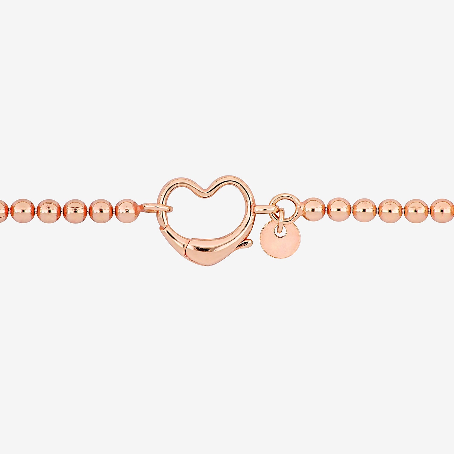 Womens 18K Rose Gold Over Silver Heart Beaded Bracelet