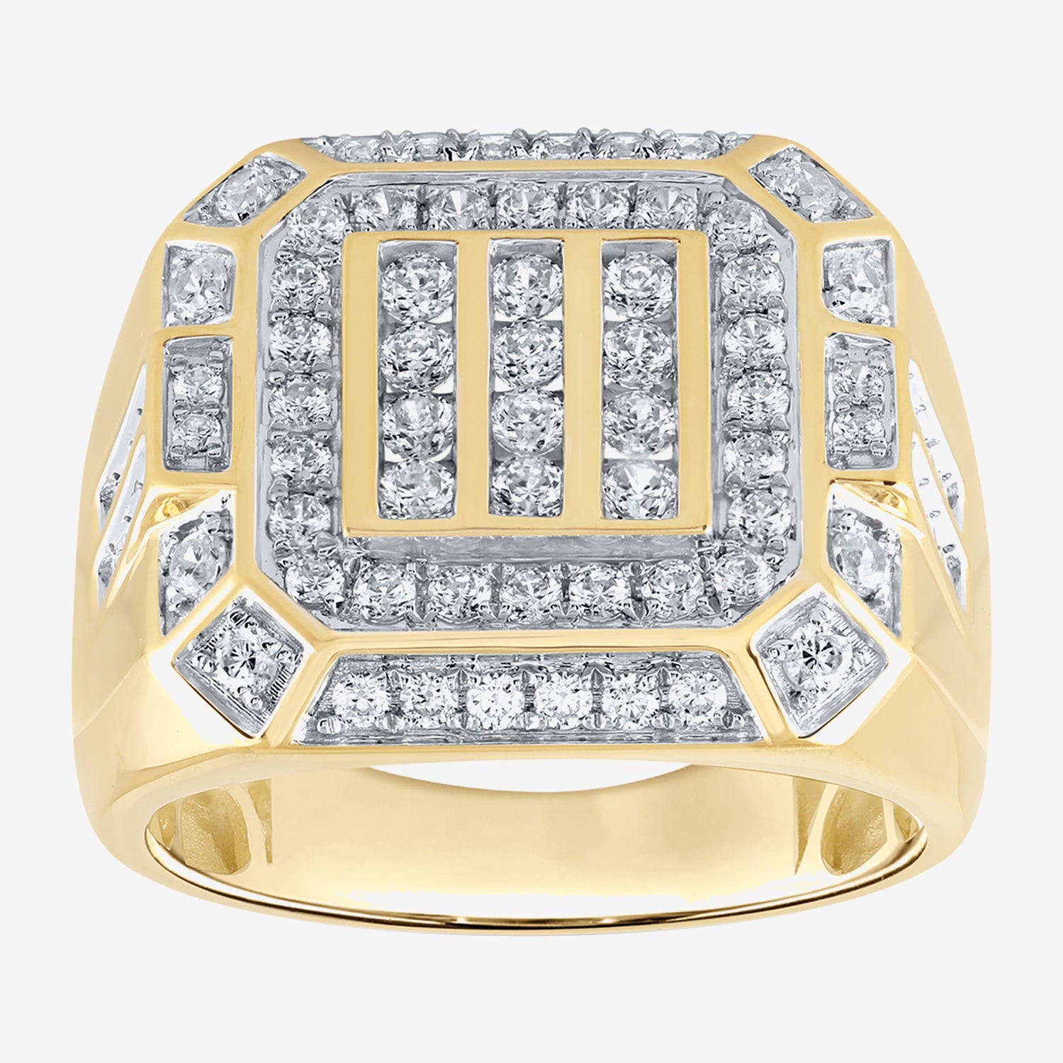 (F / Si2) Mens 1 1/2 CT. T.W. Lab Grown White Diamond 14K Gold Over ...