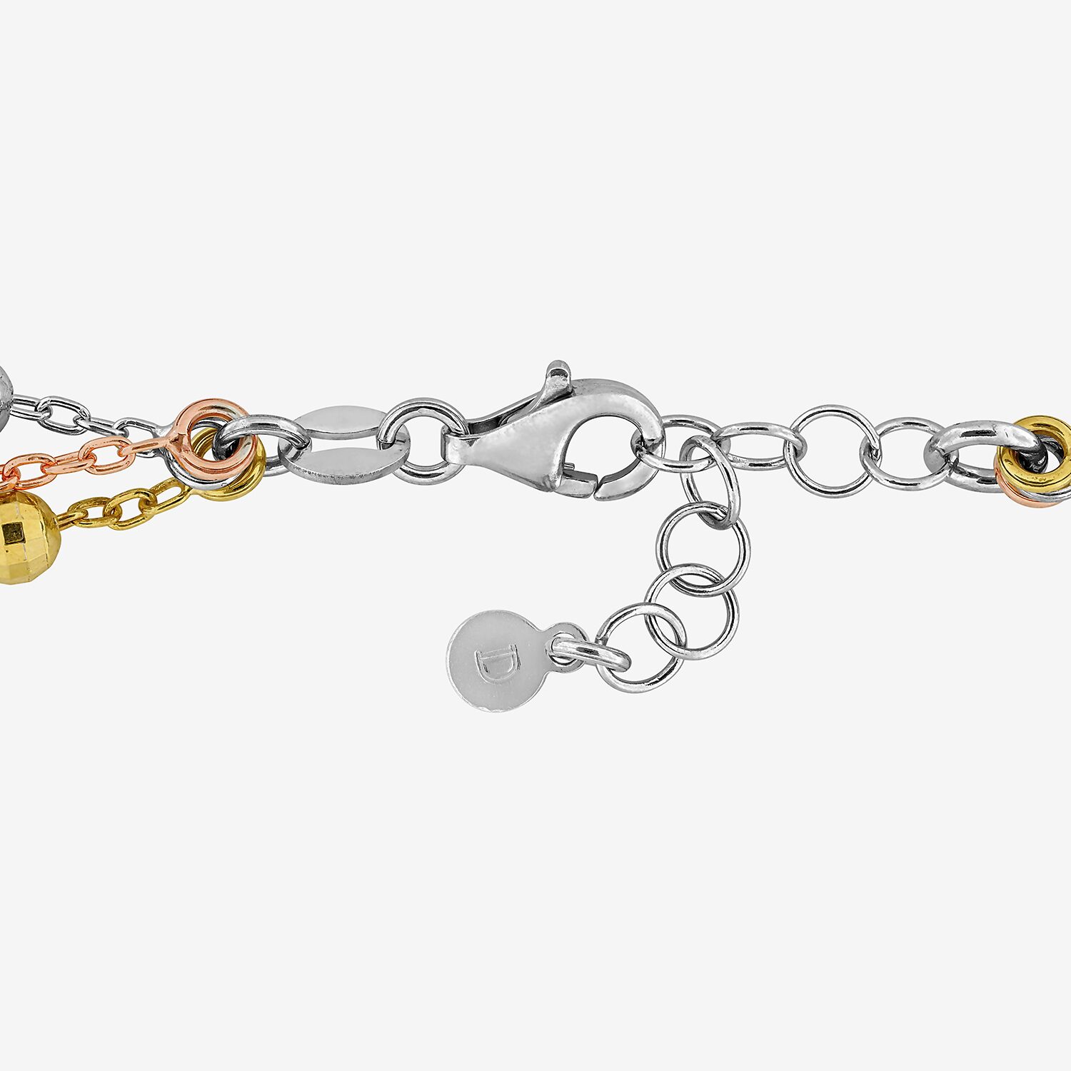 Womens 18K Gold Over Silver 7.5 Inch Semisolid Link Chain Bracelet