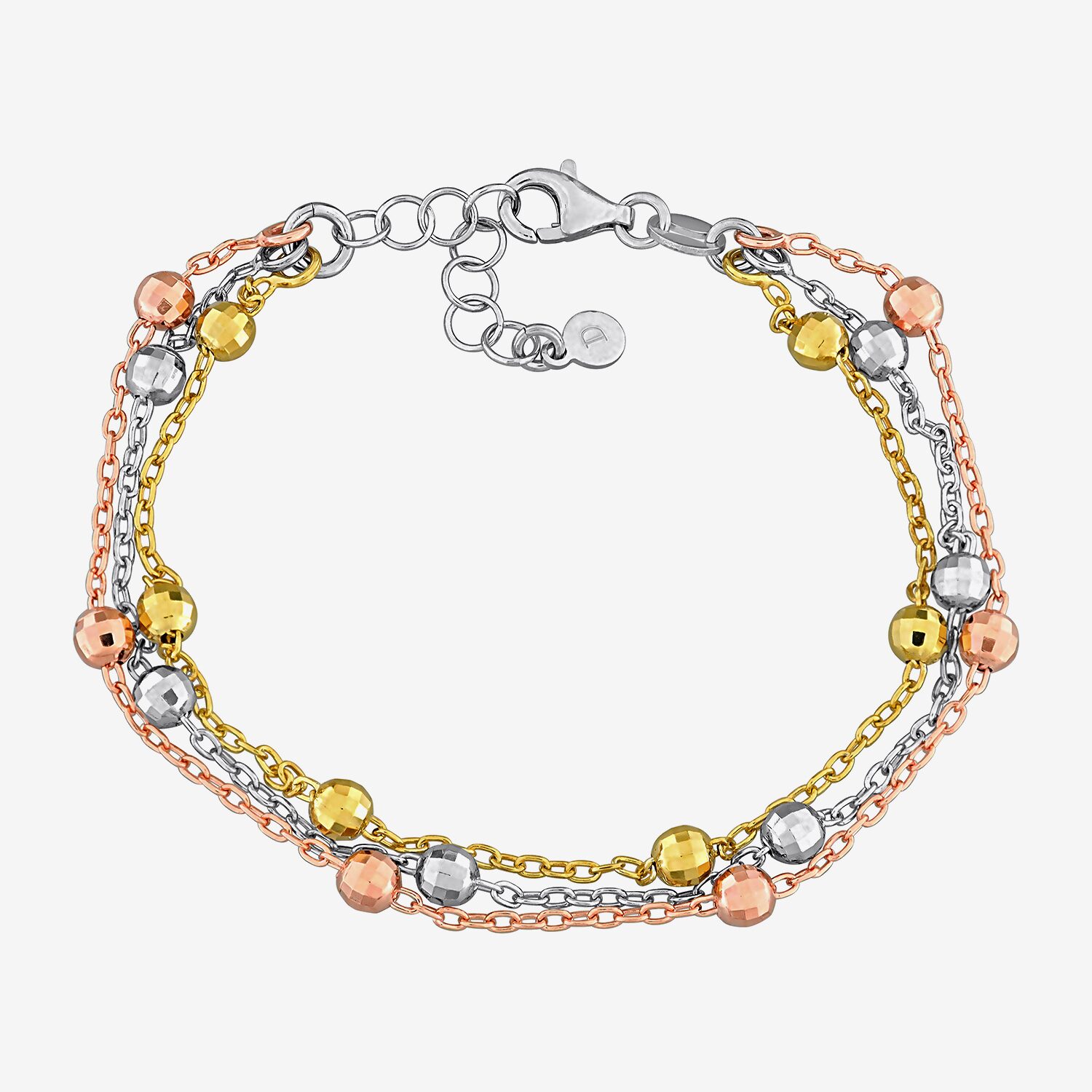 Womens 18K Gold Over Silver 7.5 Inch Semisolid Link Chain Bracelet