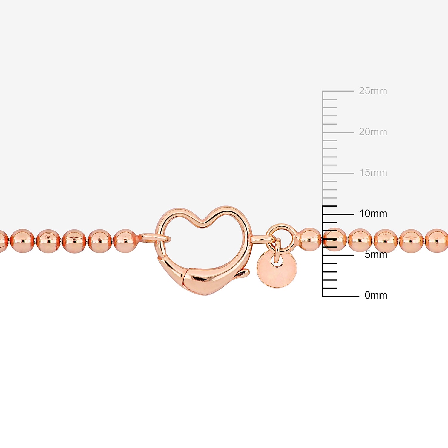Womens 18K Rose Gold Over Silver Heart Beaded Bracelet