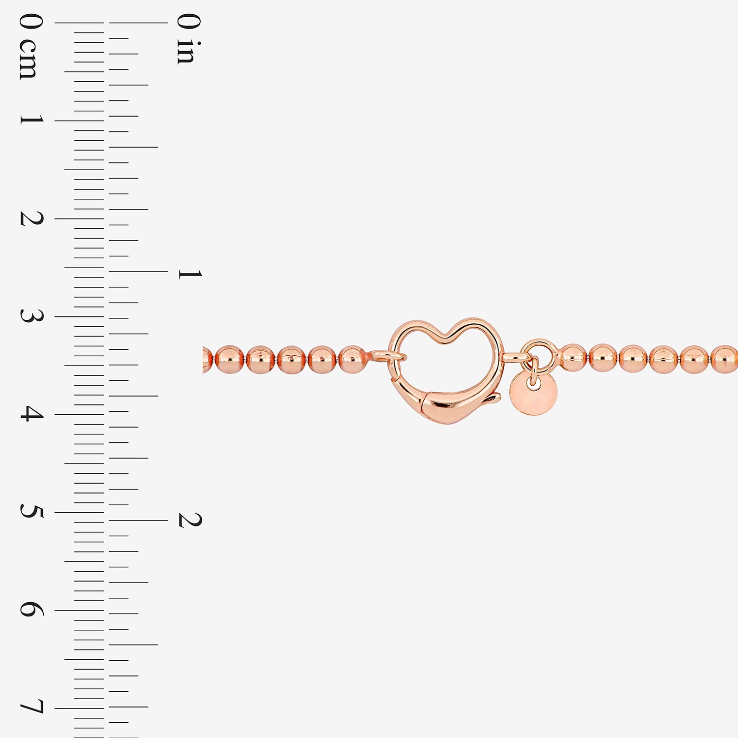 Womens 18K Rose Gold Over Silver Heart Beaded Bracelet