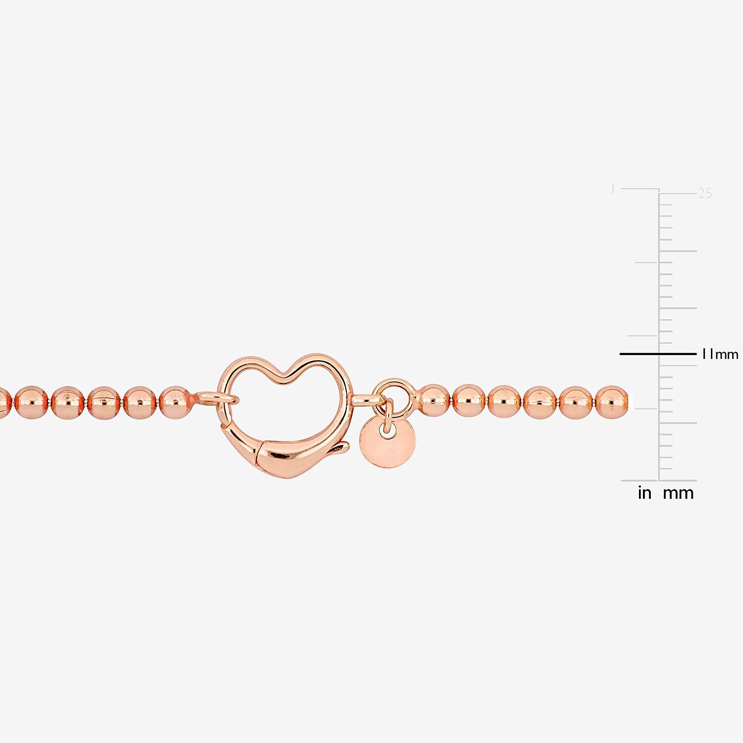 Womens 18K Rose Gold Over Silver Heart Beaded Bracelet