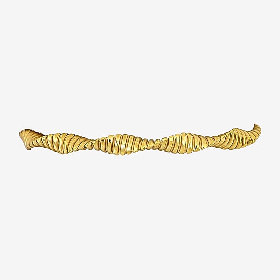 Womens Braid 18K Gold Over Silver Bangle Bracelet