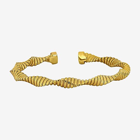 Womens Braid 18K Gold Over Silver Bangle Bracelet