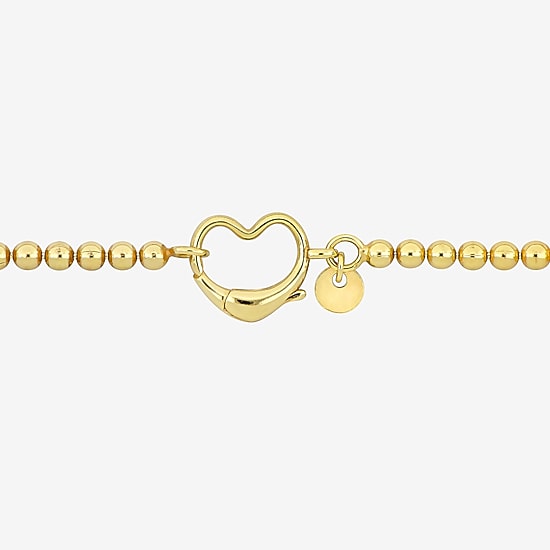 Womens 18K Gold Over Silver Heart Beaded Bracelet