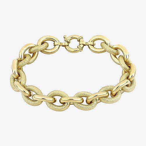 Womens 18K Gold Over Silver Semisolid 8 Inch Link Bracelet, One Size, Yellow