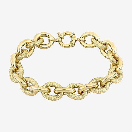 Womens 18K Gold Over Silver Semisolid 8 Inch Link Bracelet