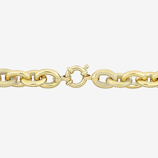 Womens 18K Gold Over Silver Semisolid 8 Inch Link Bracelet