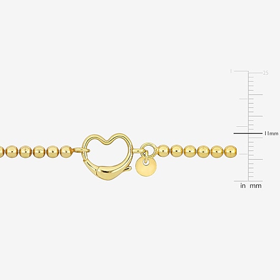 Womens 18K Gold Over Silver Heart Beaded Bracelet