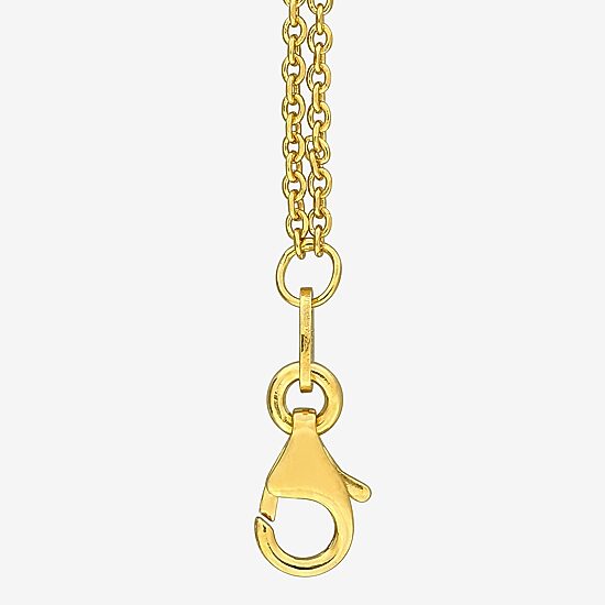Womens 18K Gold Over Silver 7.5 Inch Hollow Curb Circle Chain Bracelet
