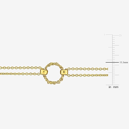 Womens 18K Gold Over Silver 7.5 Inch Hollow Curb Circle Chain Bracelet