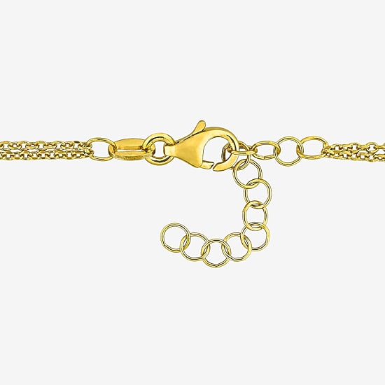 Womens 18K Gold Over Silver 7.5 Inch Hollow Curb Circle Chain Bracelet