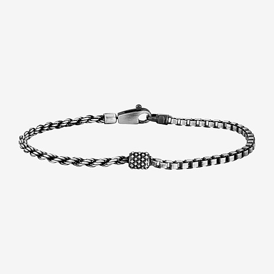 Womens Sterling Silver 9 Inch Hollow Box Chain Bracelet