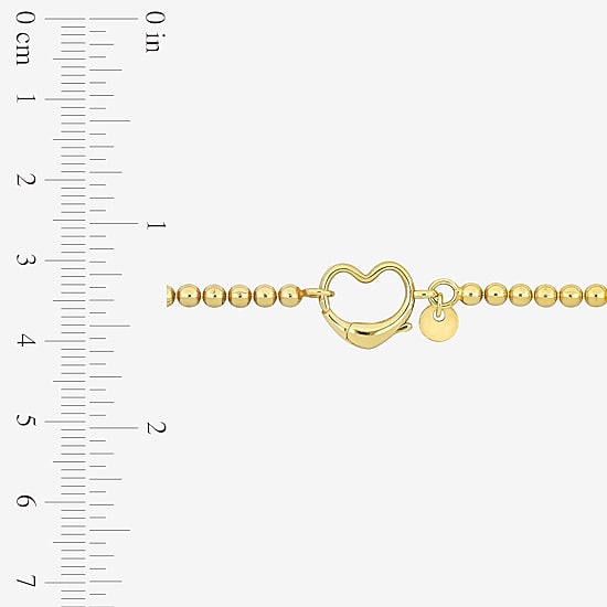 Womens 18K Gold Over Silver Heart Beaded Bracelet
