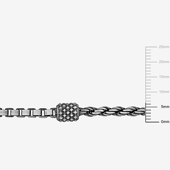 Womens Sterling Silver 9 Inch Hollow Box Chain Bracelet