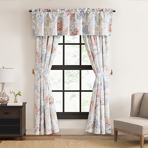 Rose Tree Dominca Rod Pocket Light-filtering Set Of 2 Curtain Panel In Blue