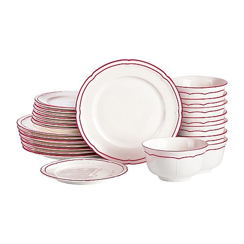 Emeril Lagasse Victory 24-pc. Porcelain Dinnerware Set, One Size, Red