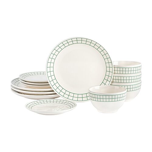 Emeril Lagasse Gridiron Earthenware 12-Piece Dinnerware Set, Service for 4 - Green