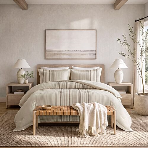 Harbor House Ellery Jacquard Stripe 3-pc. Comforter Set, One Size, White