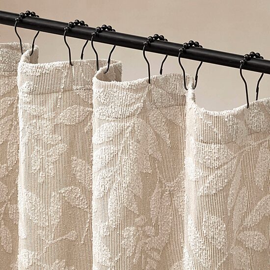 Harbor House Solace Leaf Cotton Blend Botanical Jacquard Shower Curtain