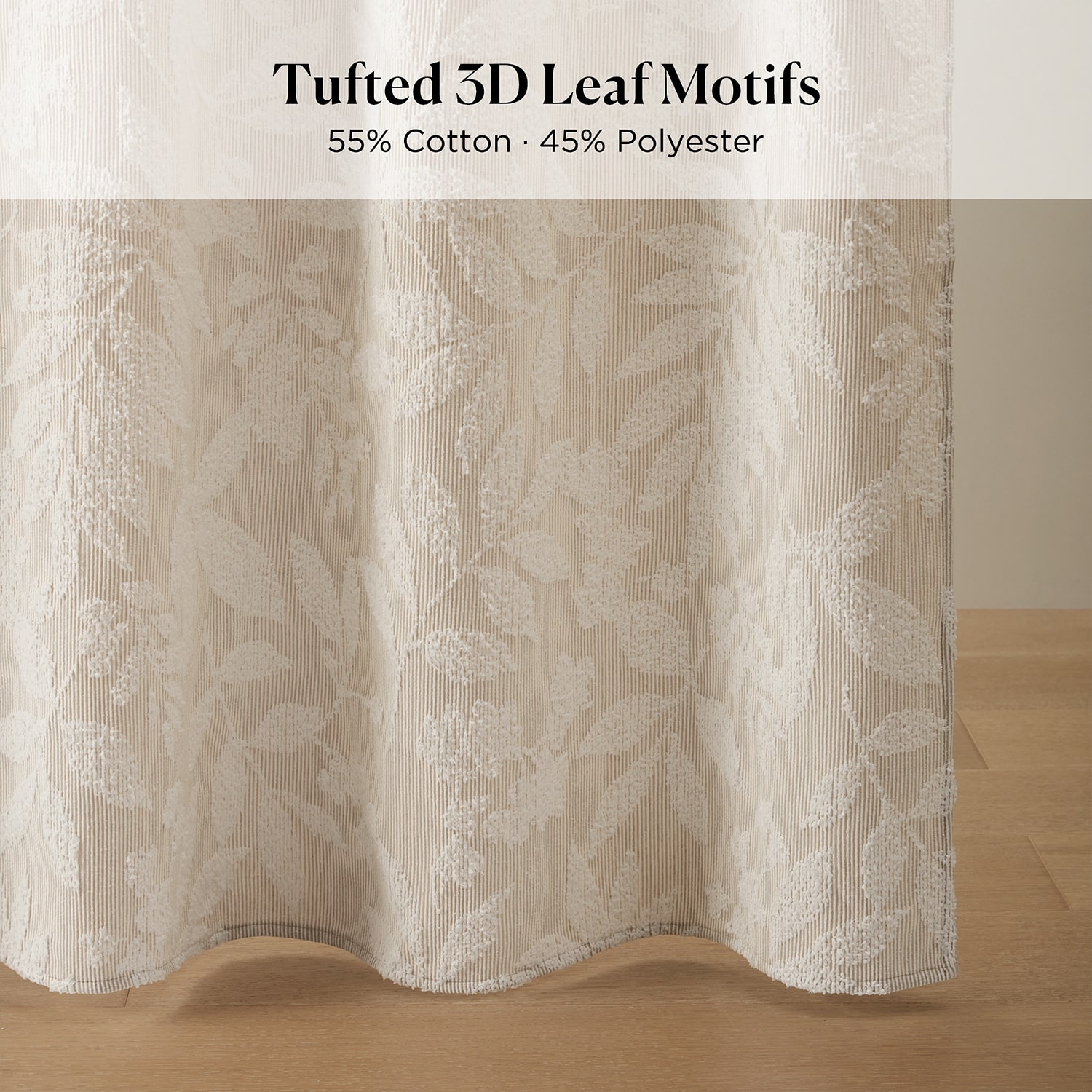 Harbor House Solace Leaf Cotton Blend Botanical Jacquard Shower Curtain