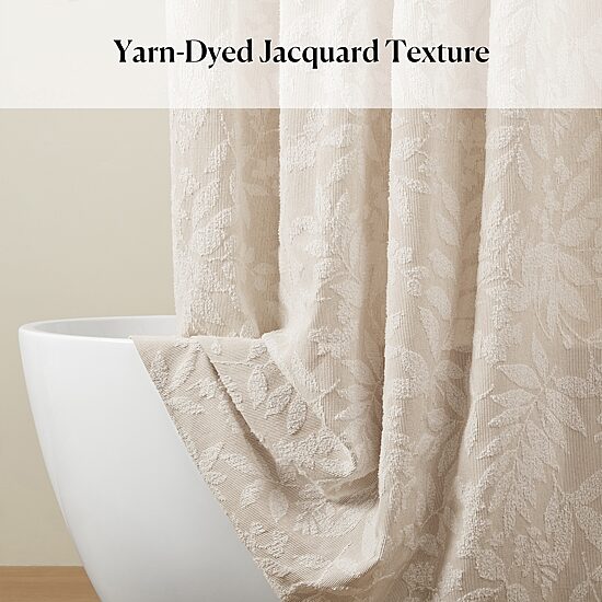 Harbor House Solace Leaf Cotton Blend Botanical Jacquard Shower Curtain