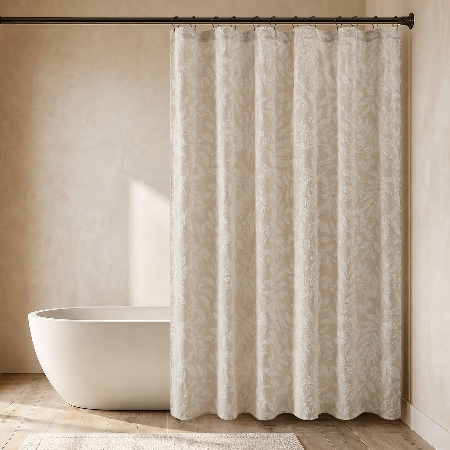 Harbor House Solace Leaf Cotton Blend Botanical Jacquard Shower Curtain