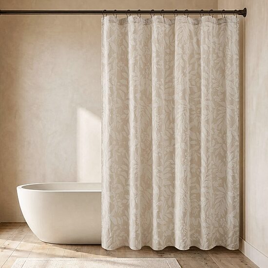 Harbor House Solace Leaf Cotton Blend Botanical Jacquard Shower Curtain