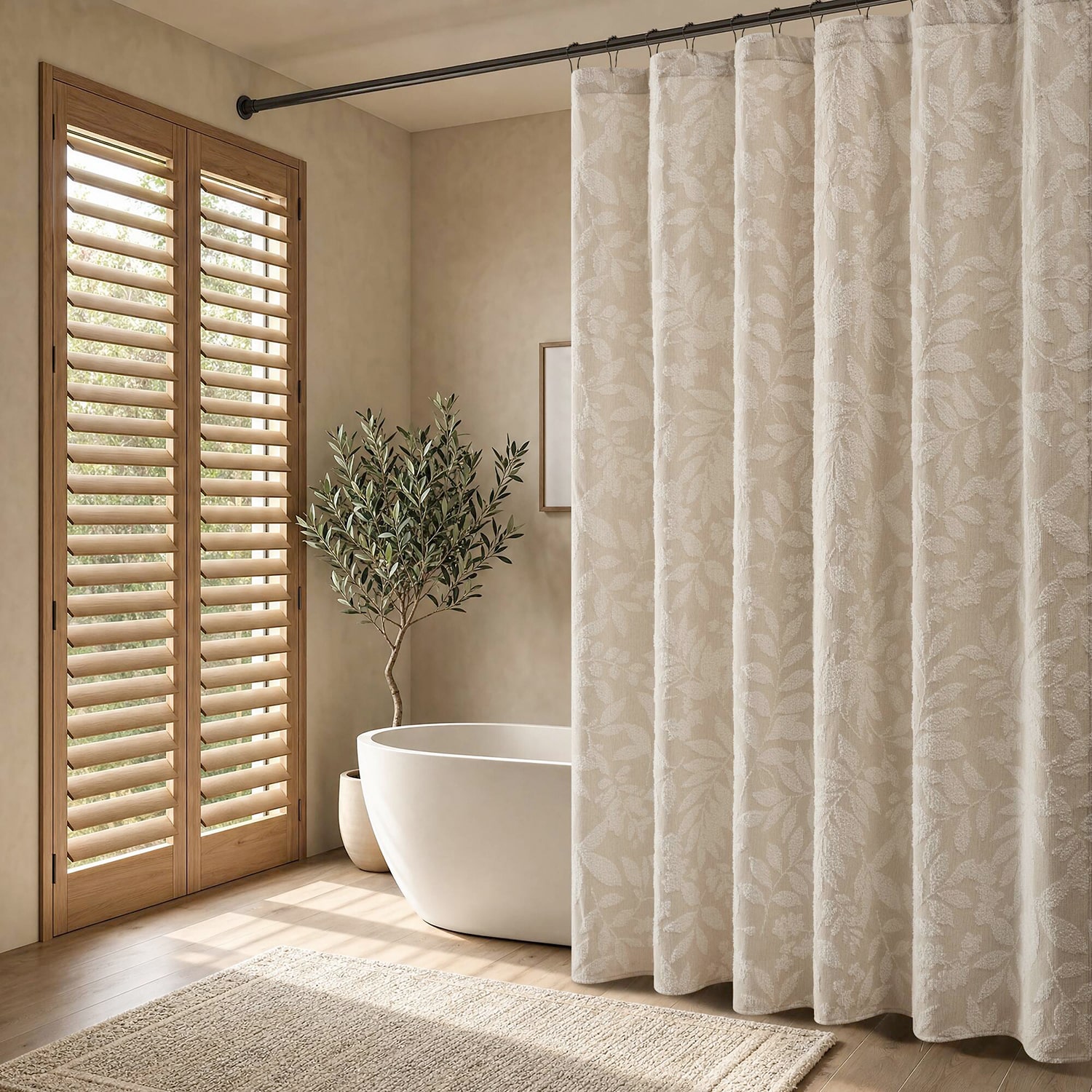 Harbor House Solace Leaf Cotton Blend Botanical Jacquard Shower Curtain