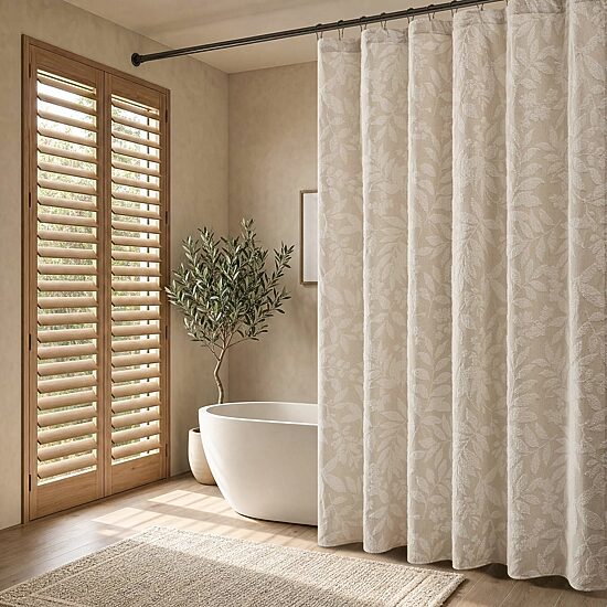 Harbor House Solace Leaf Cotton Blend Botanical Jacquard Shower Curtain
