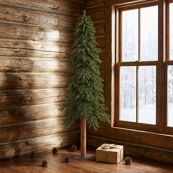 6' Natural Alpine Artificial Christmas Tree with Multi-Colored Lights