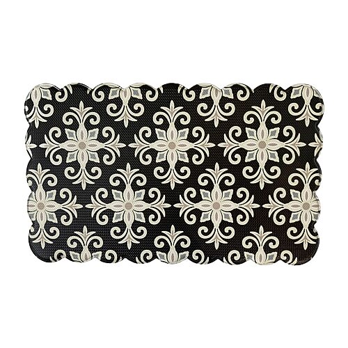 Achim Scalloped Payton Anti-fatigue 18"x30" Kitchen Mat In Black