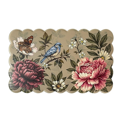 Achim Scalloped Botanical Anti-Fatigue 18"x30" Kitchen Mat, One Size, Beige