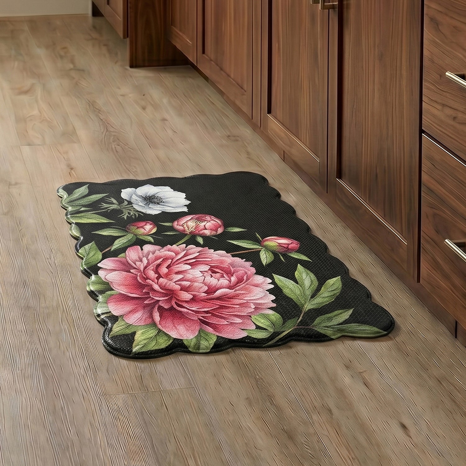 Achim Scalloped Peony Anti-Fatigue 18"x30" Kitchen Mat