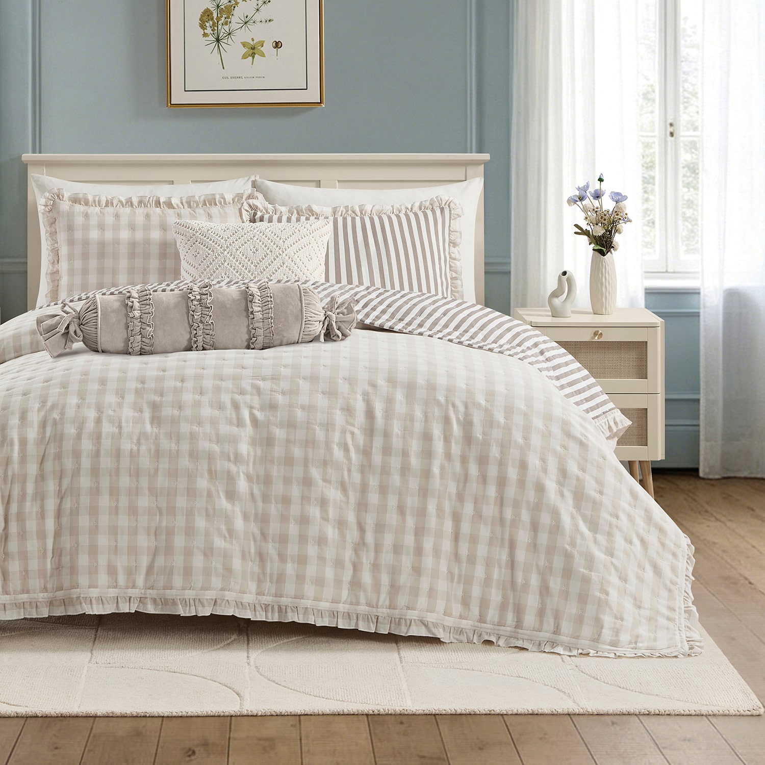 Peri Home Gingham Easy Care Quilt Set