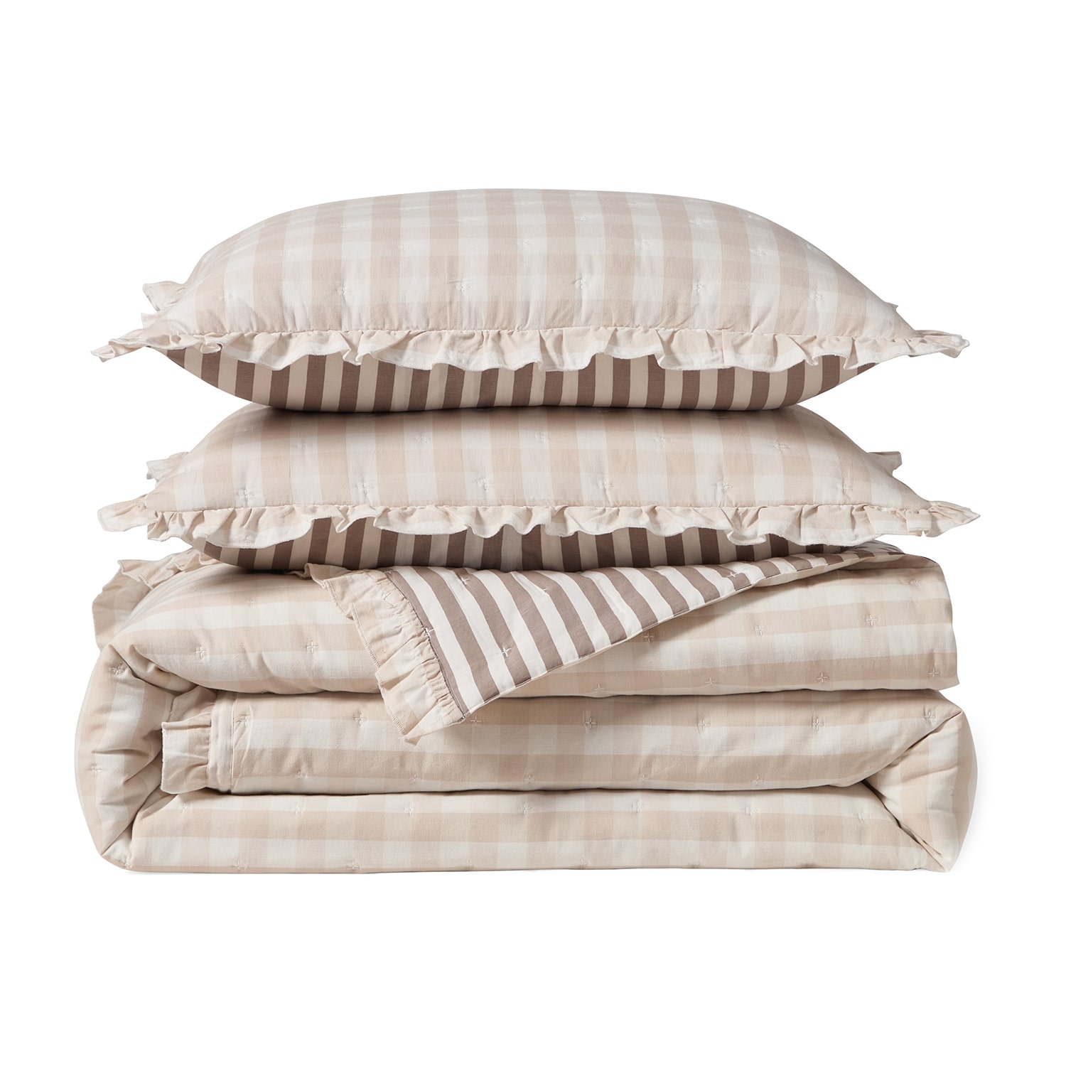 Peri Home Gingham Easy Care Quilt Set