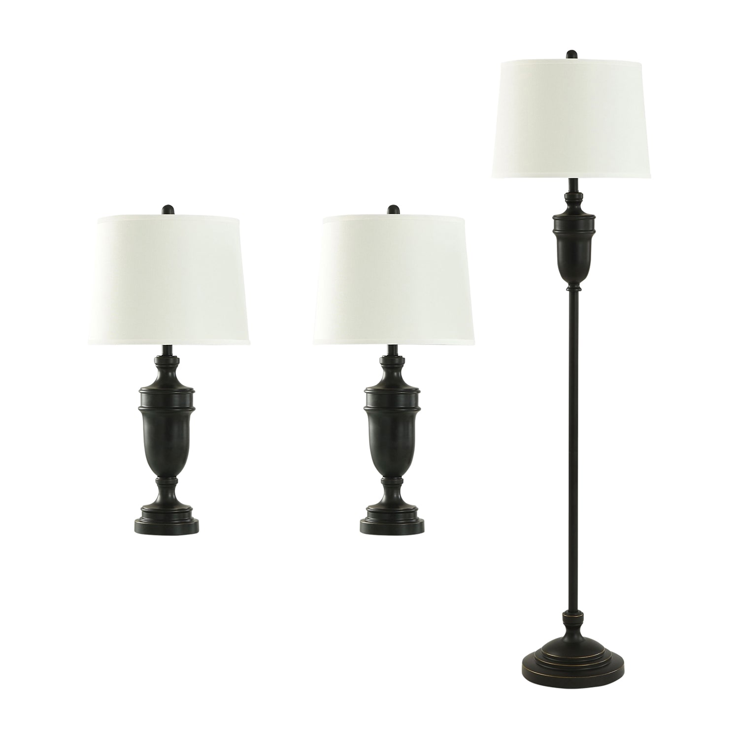 Stylecraft Bronze Steel With Linen Shades Steel Table Lamp, Color ...