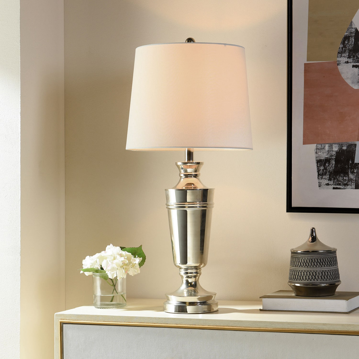 Stylecraft Polished Nickel Urn Steel Table Lamp