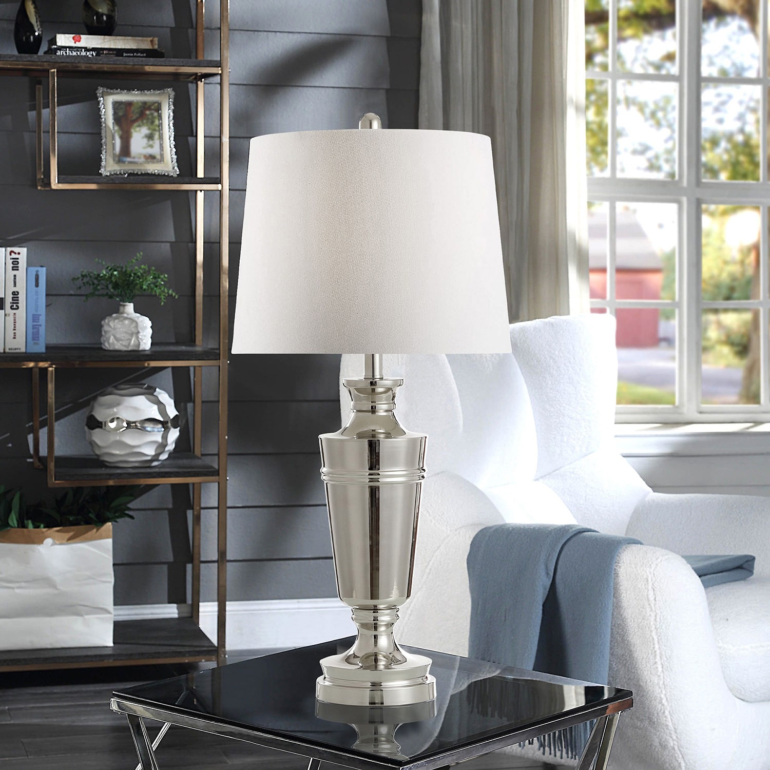 Stylecraft Polished Nickel Urn Steel Table Lamp