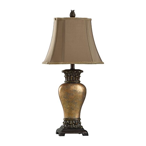Stylecraft Multi-tone Footed Table Lamp In Brown