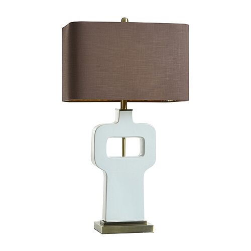 Stylecraft Prelude Ceramic Brass Ceramic Table Lamp In White