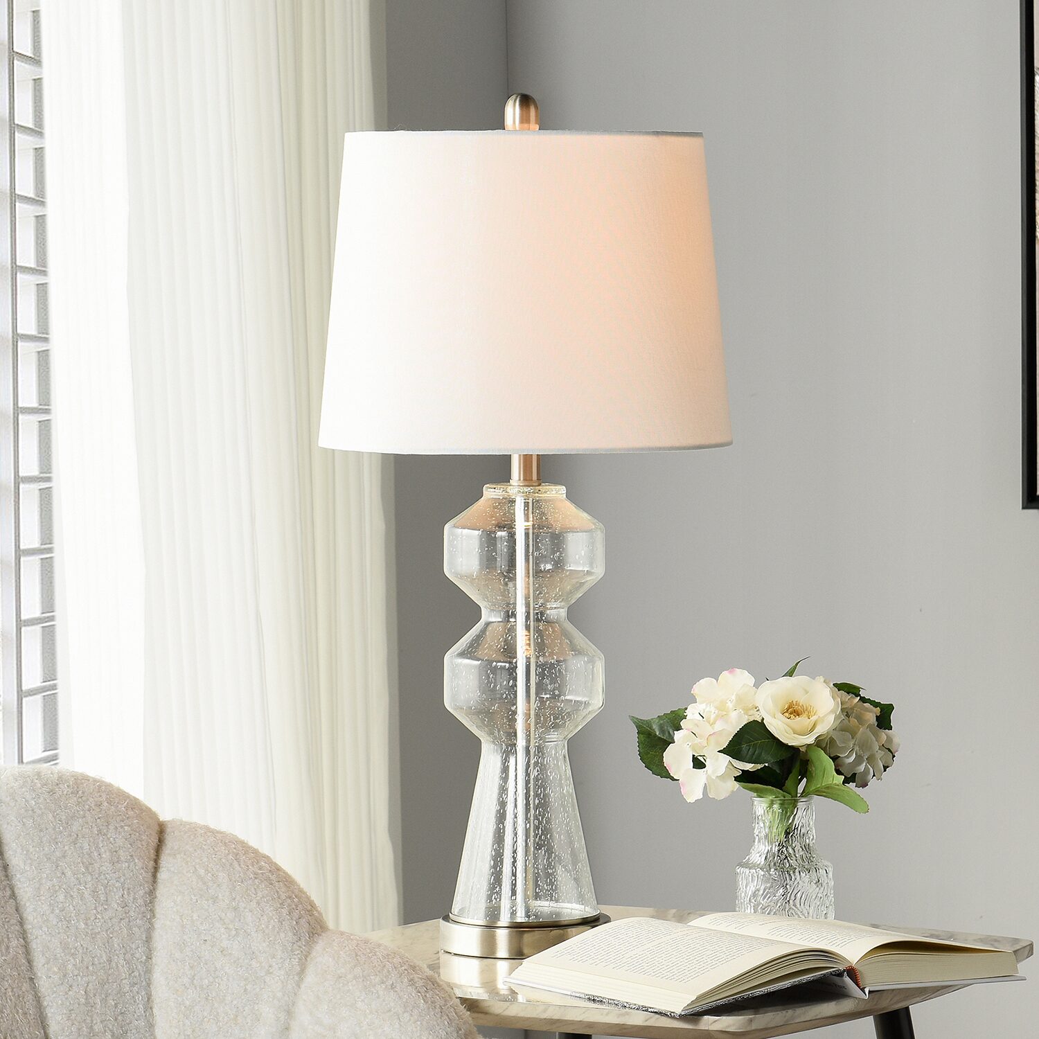 Stylecraft Nova Seeded Glass Table Lamp