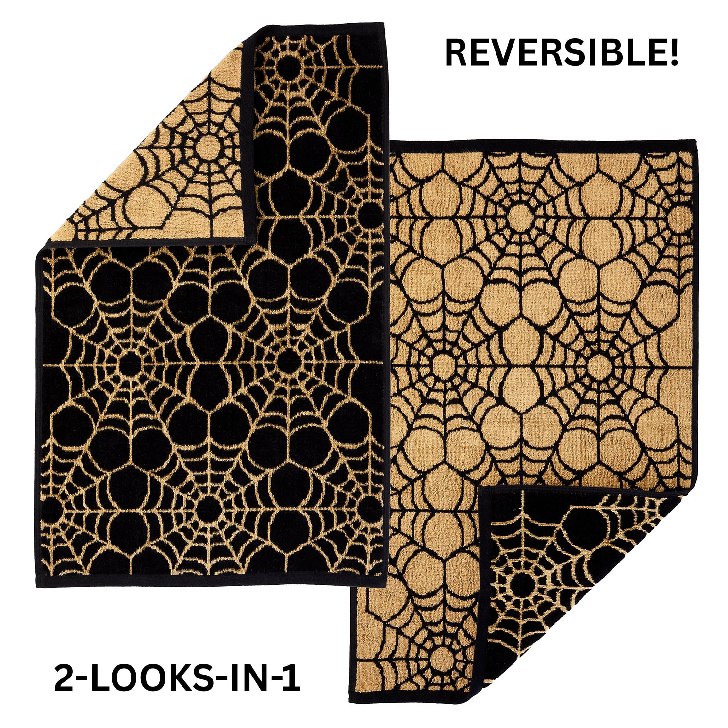 Saturday Knight Spider Webs Black With Gold 2-pc. Hand Towel