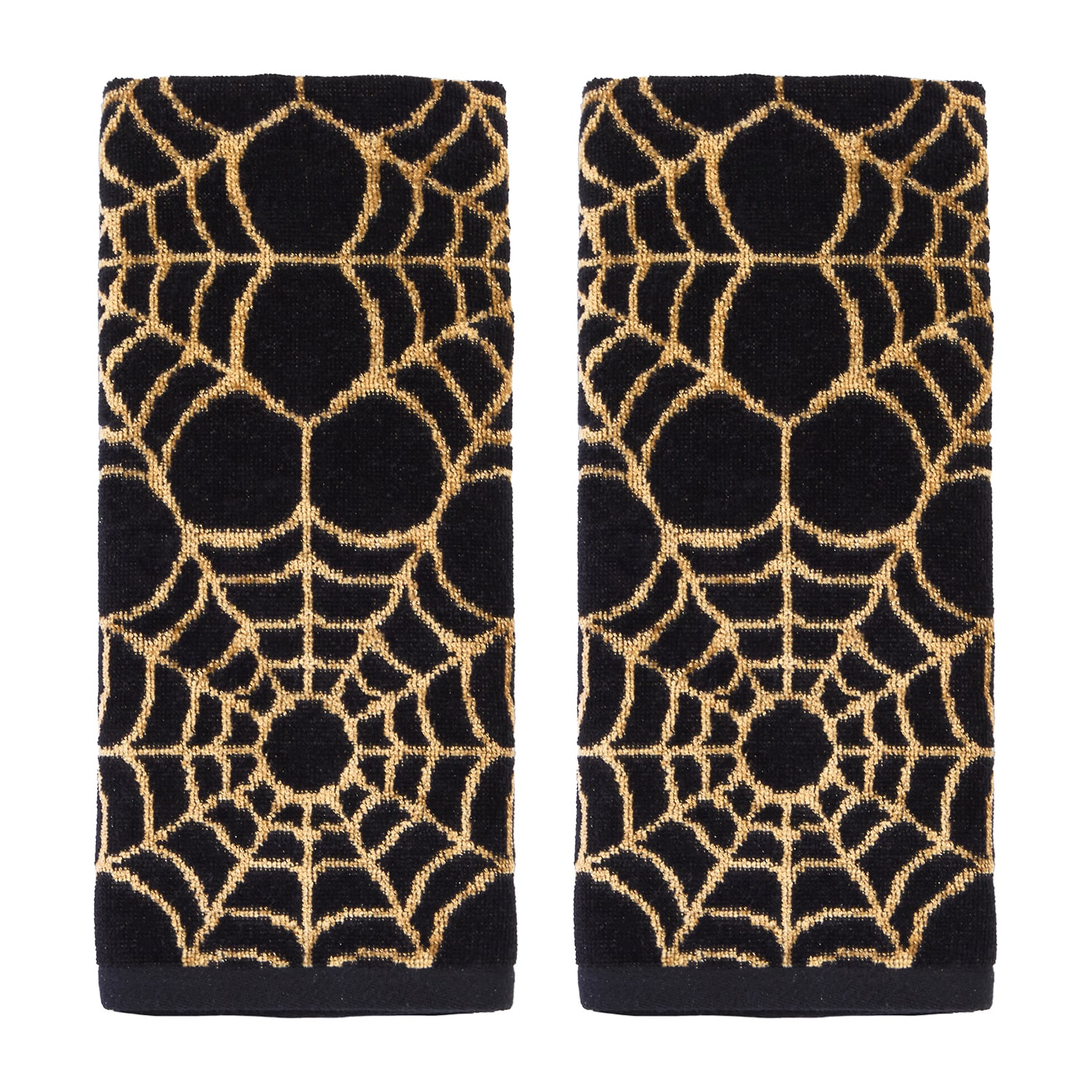 Saturday Knight Spider Webs Black With Gold 2-pc. Hand Towel