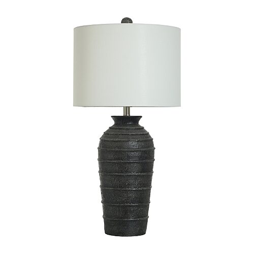Stylecraft Hampton Ribbed Faux Cement Table Lamp In Black